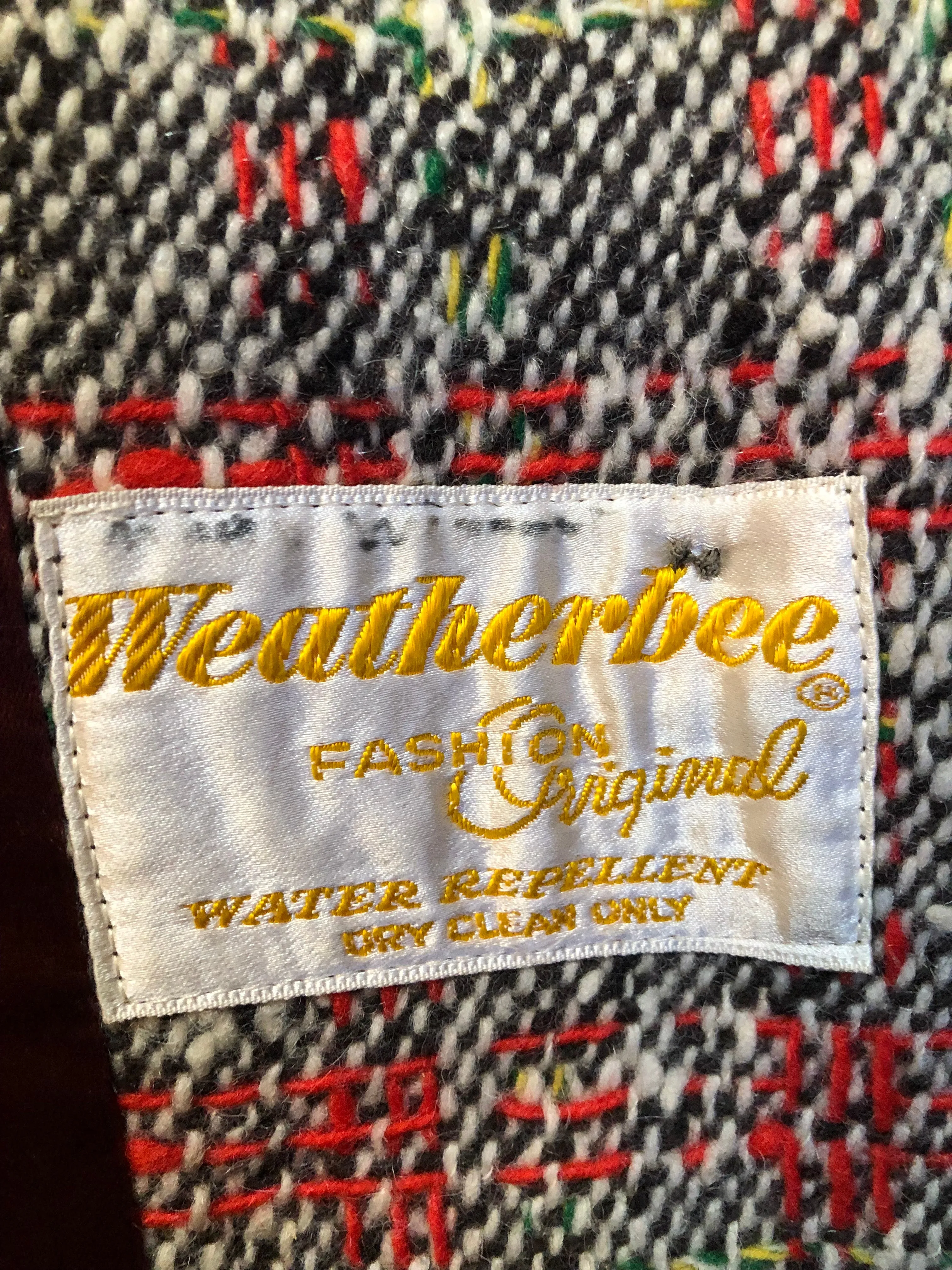 Vintage Weatherbee Water Resistant Tweed Coat