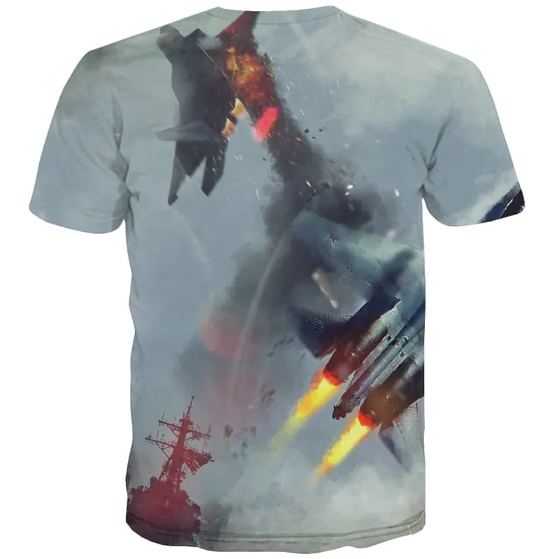 War T-shirt Men Military T-shirts Graphic Helicopter Tshirts Casual Flame Tshirts Cool