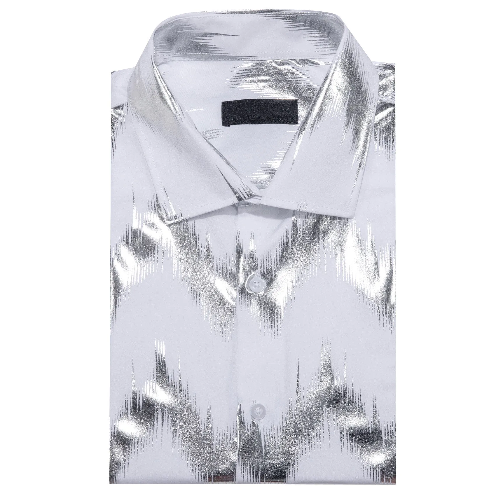 White Grey Bronzing Printing Novelty Men's Long Sleeve Shirt