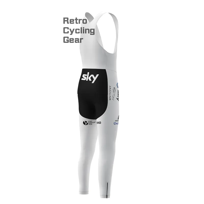 white sky Fleece Retro Cycling Bib Pants