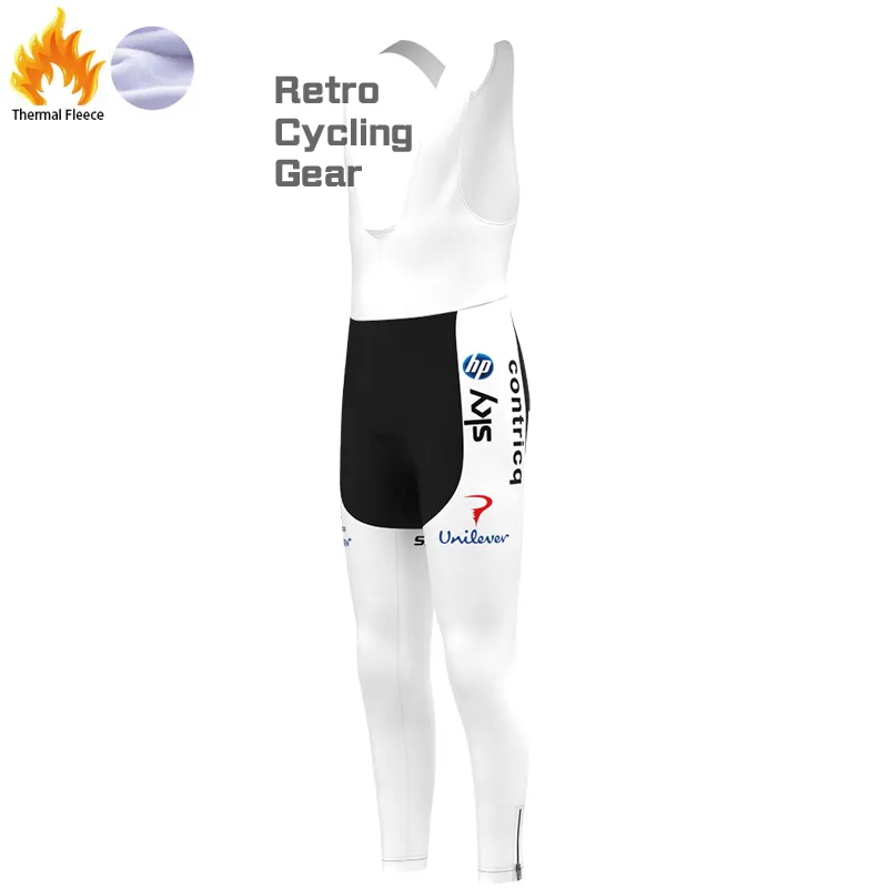 white sky Fleece Retro Cycling Bib Pants