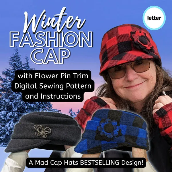 Winter Fashion Cap sewing pattern and instructions, digital format