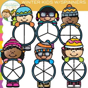 Winter Kids Spinners Clip Art