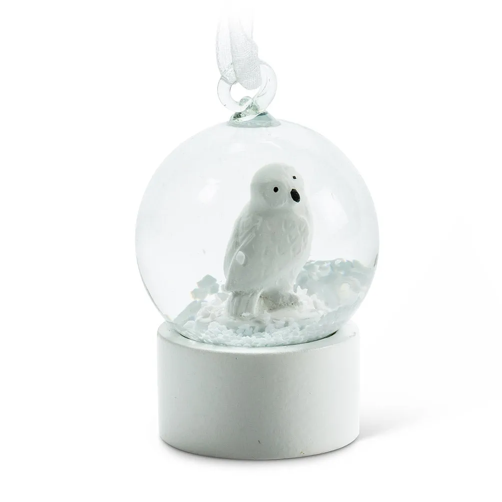 Winter White Owl Snow Globe Ornament