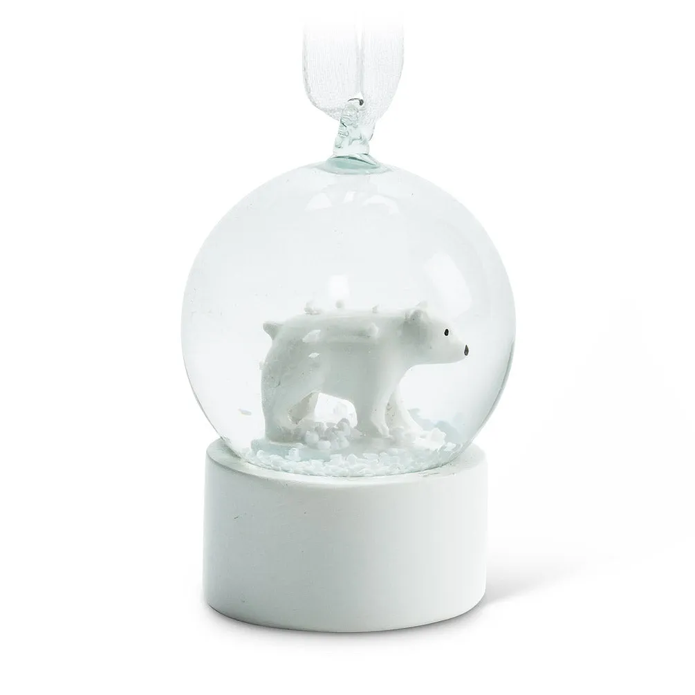 Winter White Polar Bear Snow Globe Ornament