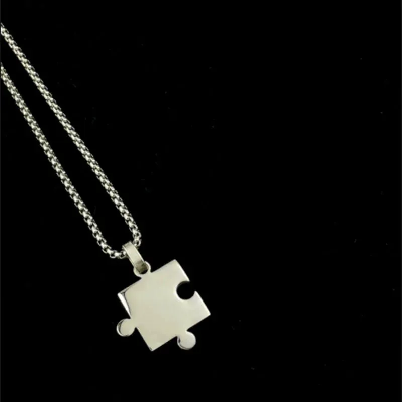 WLP New Fashion Hip Hop Titanium Steel Puzzle Pendant Necklace for Women Men Couples Punk Choker Collar Lover Jewelry Gift 2023