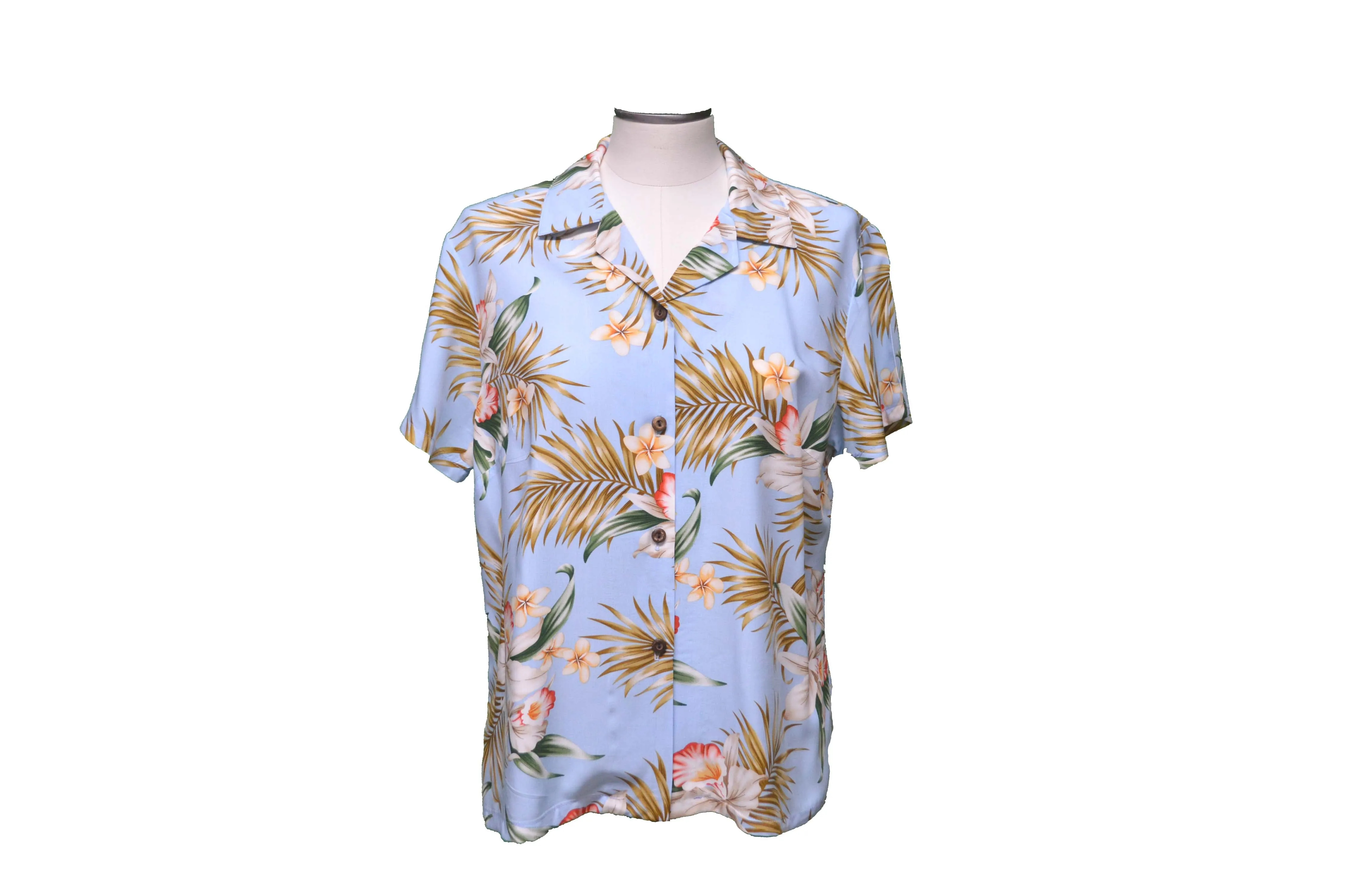 Women Rayon Aloha Shirt Classic Orchid Design