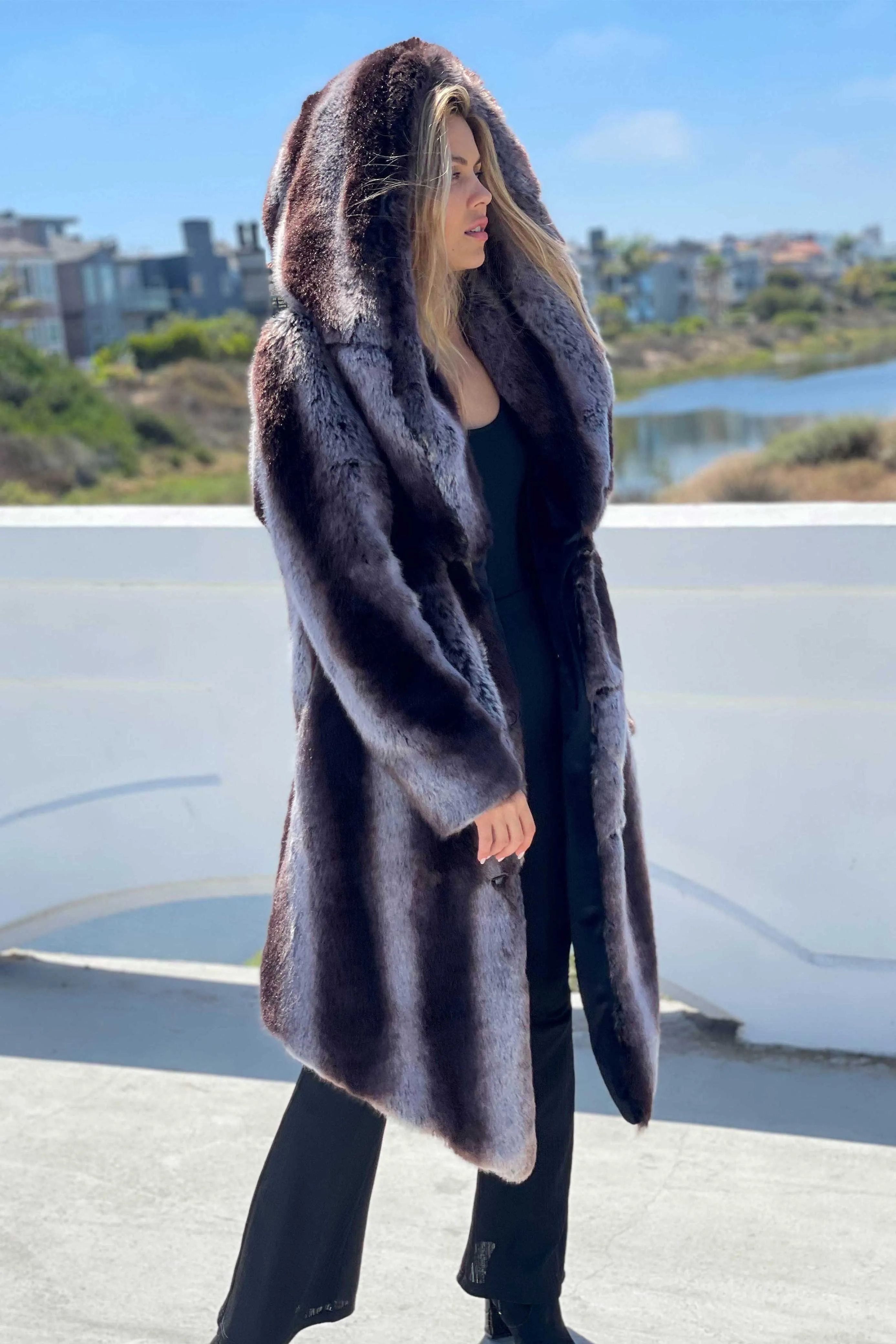 Women's Desert Warrior Coat in "Truffle" Chinchilla