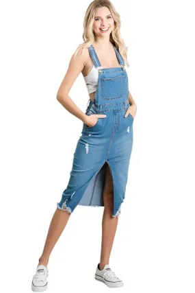 Womens Medium Blue Overall Pencil Skirt