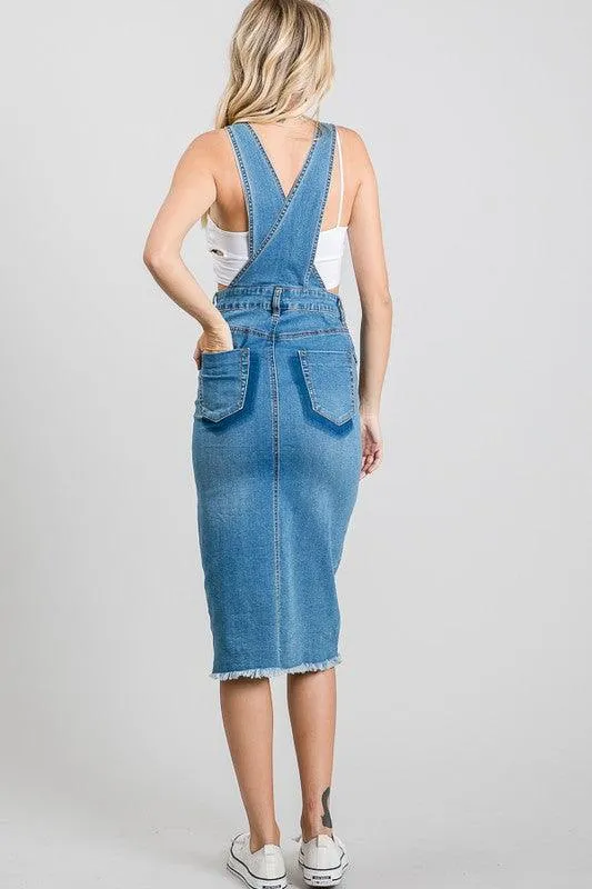 Womens Medium Blue Overall Pencil Skirt