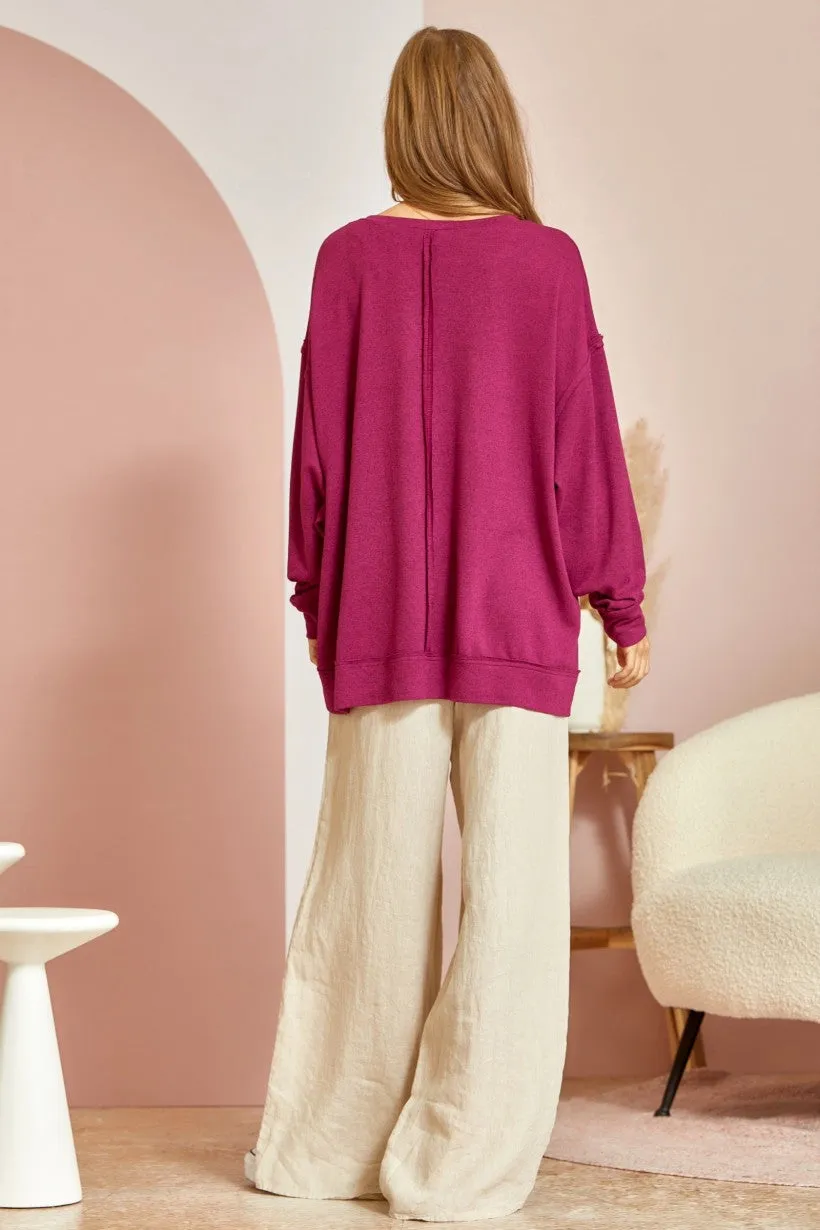 Worth the Wait Pullover - Magenta