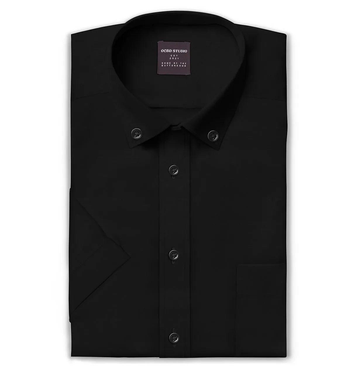 Wrinke Resistant Oxford - Button-Down Collar - Short Sleeve - Black