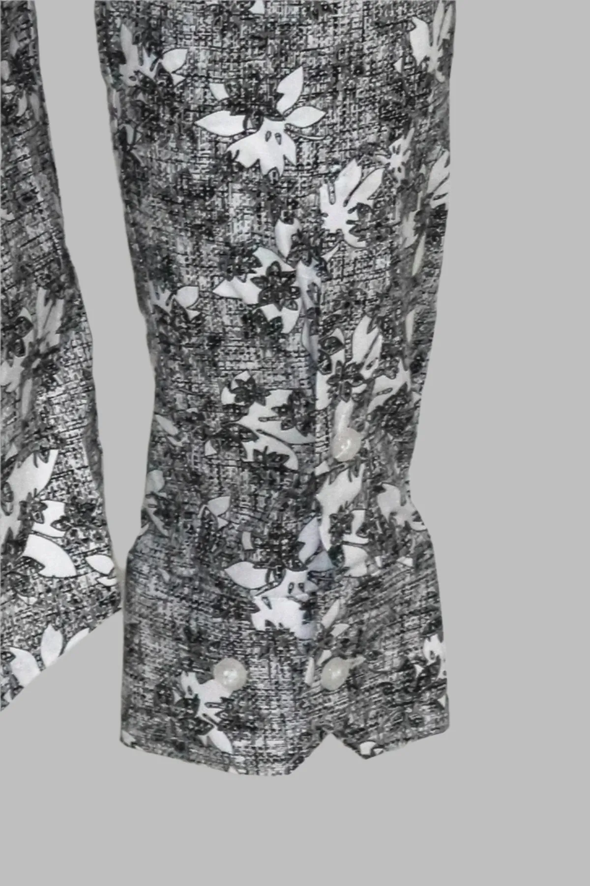 WSS Bloom Patterned Dark Slim Fit Grey Men Shirt  - Singen