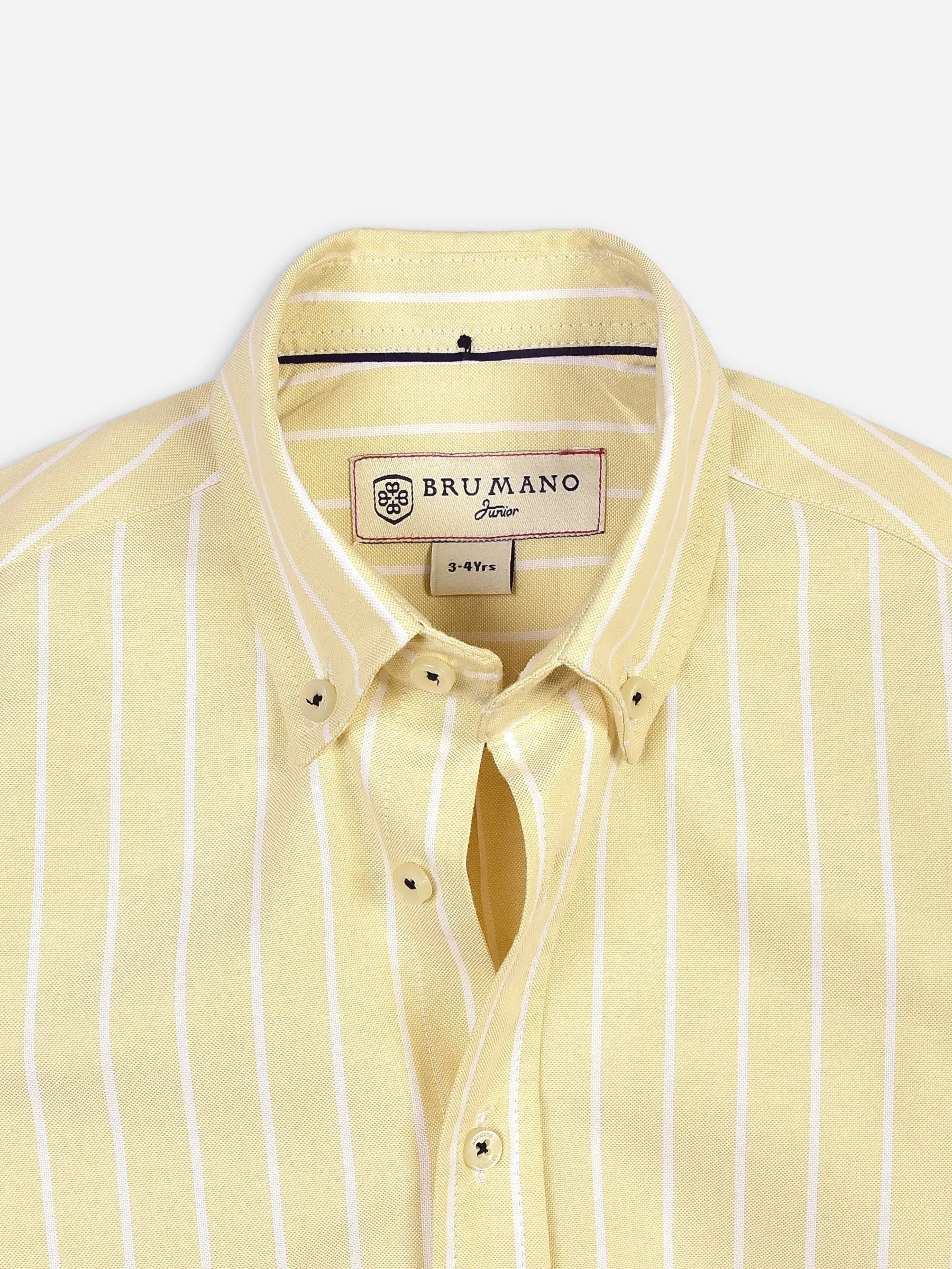 Yellow Oxford Striped Long Sleeve Casual Shirt