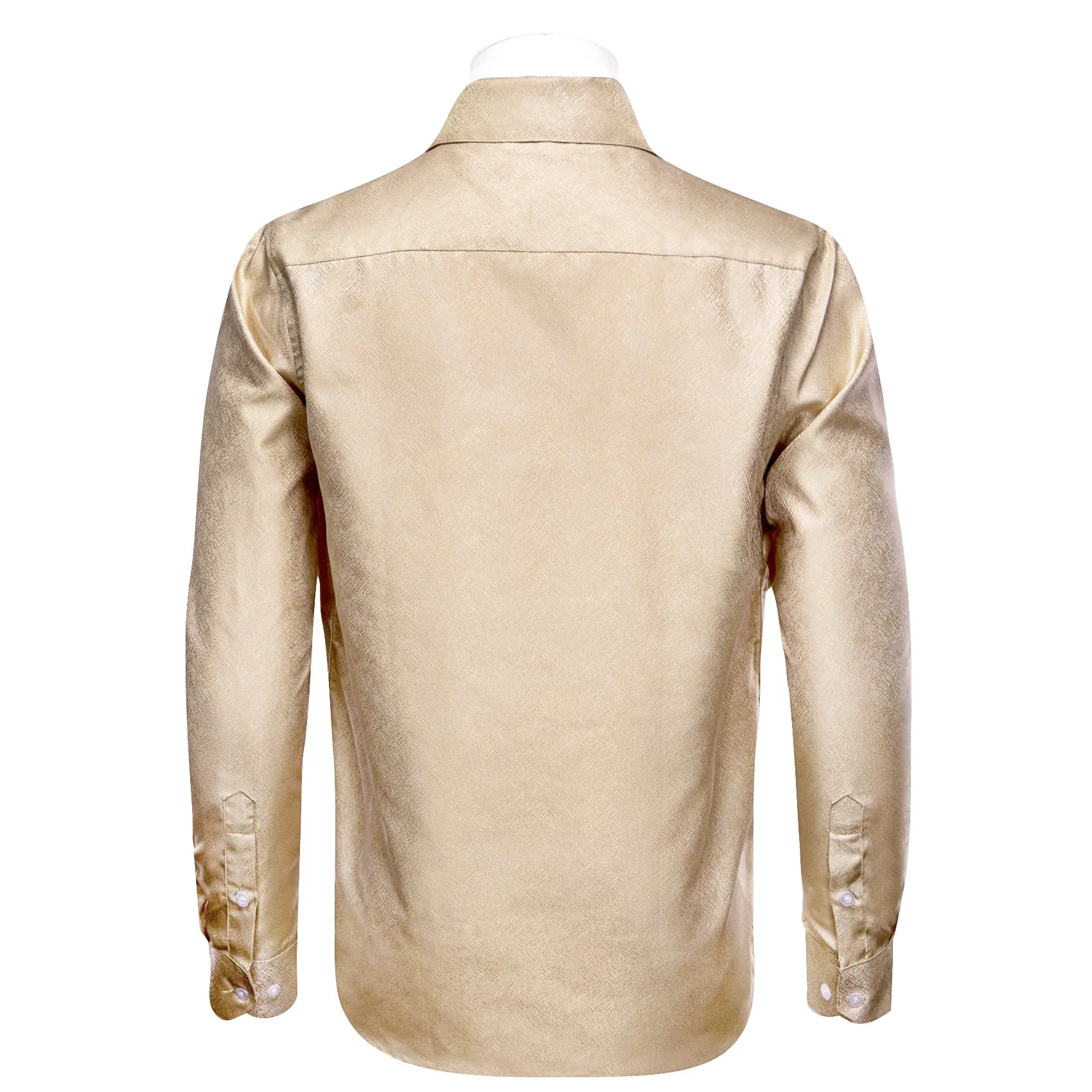 YourTies Champagne Color Dress Shirt Men's Silk Long Sleeve Button Top