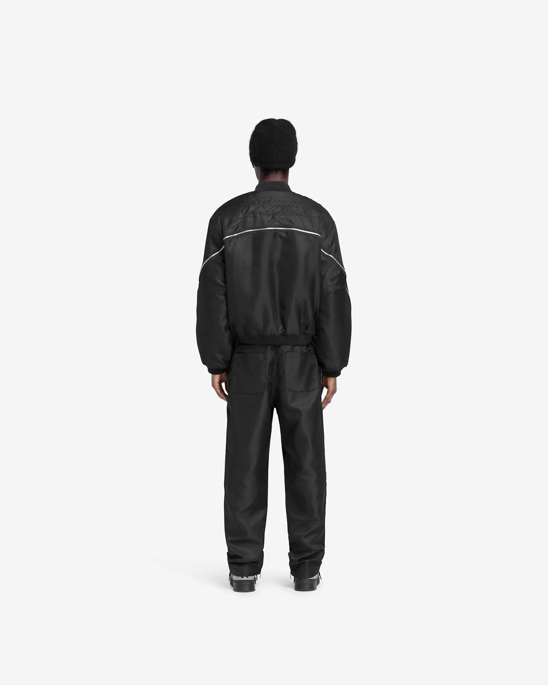 Zip Back Bomber Jacket - Jet Black