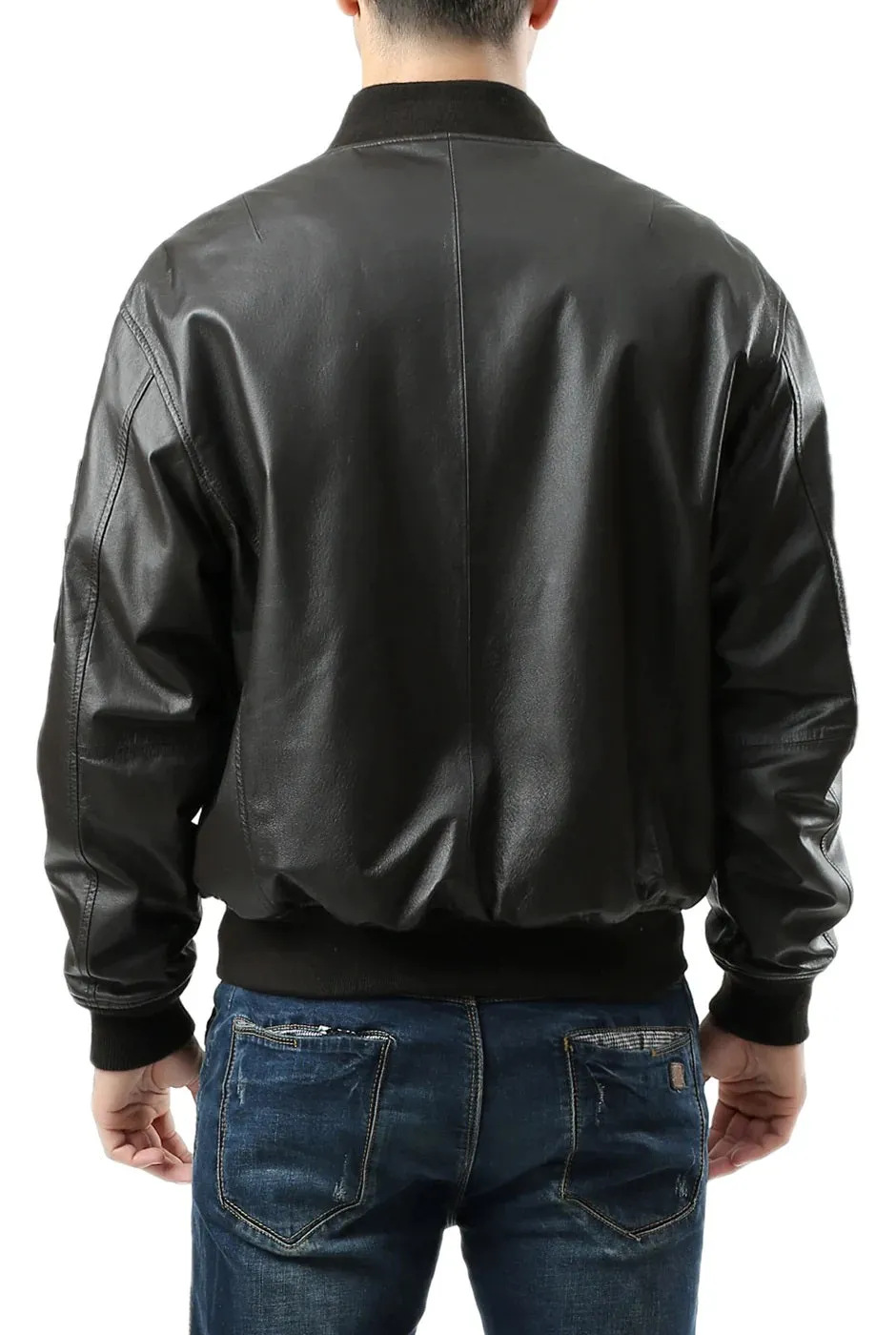 Zyrion Black MA-1 Leather Jacket