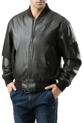 Zyrion Black MA-1 Leather Jacket